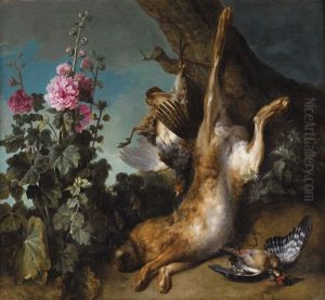 Nature Morte Au Perdreau, Lievre Et Rose Tremiere by Jean-Baptiste Oudry