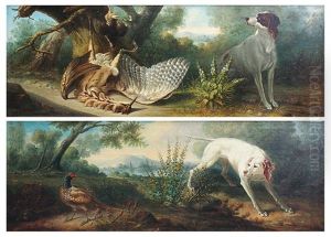 Chien A L'arret Pres D'un Trophee De Chasse (+ Chien A L"arret Devant Un Faisan; 2 Works) by Jean-Baptiste Oudry