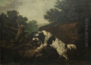 Chien Barbet Avec Un Canard by Jean-Baptiste Oudry