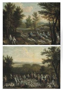 A Stag Hunt (+ The Chase And The Kill; Pair) by Jean-Baptiste Oudry