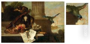 Nature Morte Aux Instruments De Musique Et Au Singe (collab. W/ Studio) by Jean-Baptiste Oudry
