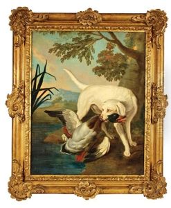 Chien Du Roi Attrapant Un Canard by Jean-Baptiste Oudry