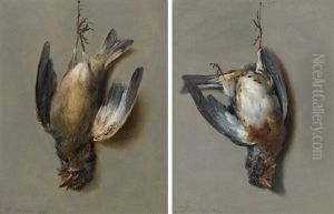 Trompe L'oeil Aux Bouvreuils (pair) by Jean-Baptiste Oudry