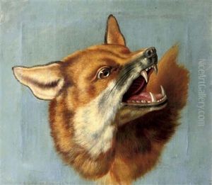 The Head Of A Fox (study) by Jean-Baptiste Oudry