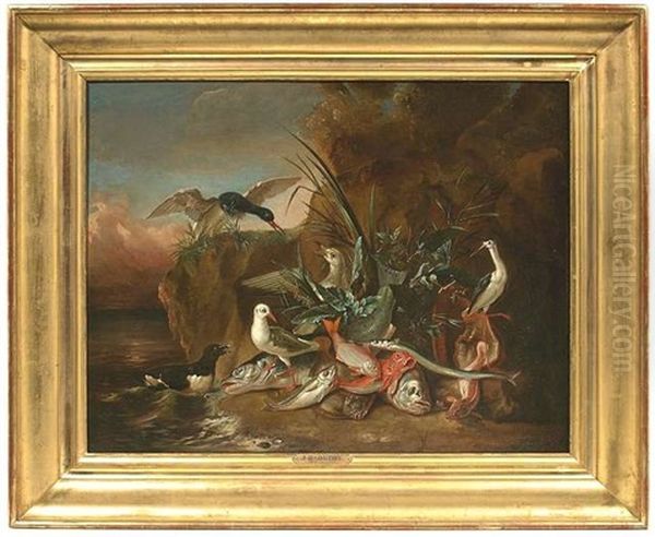 Stilleben Mit Fischen Und Meeresvogeln - view 1