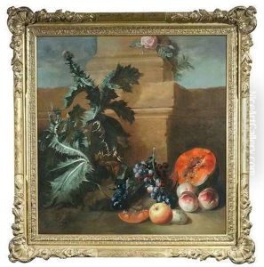 Stilleben Mit Fruchten Und Einer Bluhenden Distel. by Jean-Baptiste Oudry