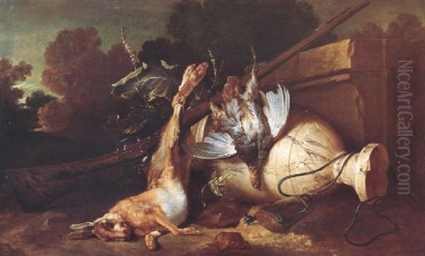 Nature Morte Au Vase Et Au Lievre Dans Un Paysage - view 1