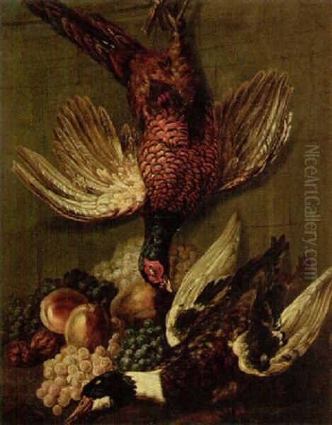 Still Life Of Fruit With A Hung Pheasant And Duck - view 1
