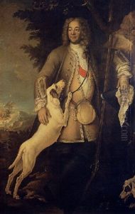 Portrait De Chasseur Avec Ses Chiens by Jean-Baptiste Oudry