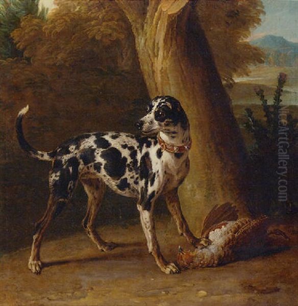 A Hunting Dog With A Dead Partridge In A Landscape - view 1