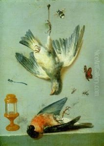Nature Morte Aux Deux Oiseaux Et A La Libellule by Jean-Baptiste Oudry