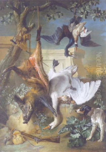 La Retour De Chasse: A Hunting Dog Guarding Dead Game - view 1