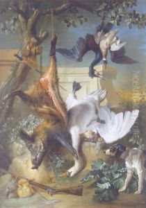La Retour De Chasse: A Hunting Dog Guarding Dead Game by Jean-Baptiste Oudry