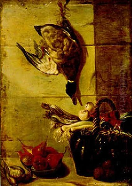 Still Life Of Game, Fruit And Vegetables By A Wall - view 1