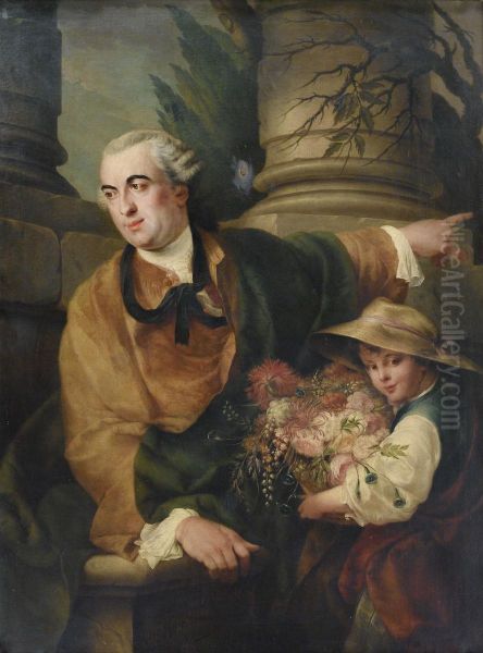 Portrait De Charles Claude Flahault De La Billarderie, Comte
D'angiviller, Avec Un Enfant Tenant Un Panier De Fleurs - view 1