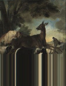Chiens Attaquant Un Chevreuil by Jean-Baptiste Oudry