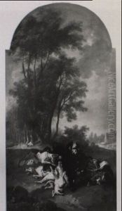 Chiens Attaquant Un Sanglier by Jean-Baptiste Oudry