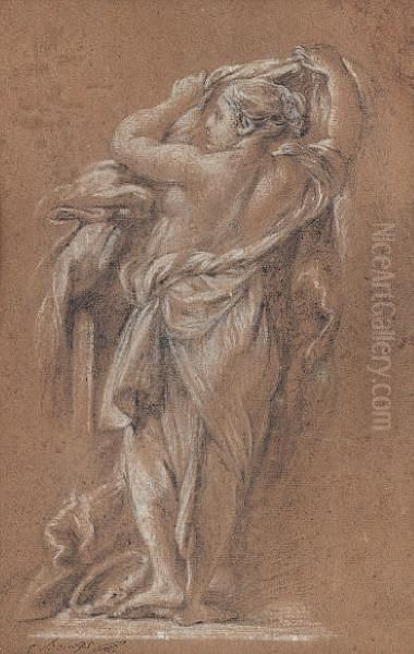 Draped Female Figure Seen From Behind - view 1