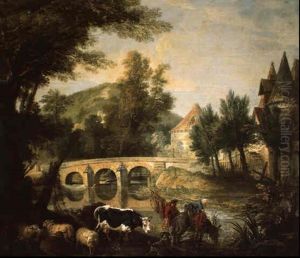 Paysage Au Pont De Pierre Et Au Moulin by Jean-Baptiste Oudry
