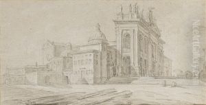 Vue De La Basilique De Saint-jean De Latran, Rome by Louis Gabriel Blanchet