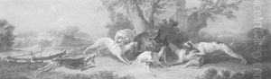 Hounds With A Wolf At Bay In A Landscape
