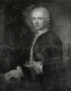 Portrait Of A Gentleman Holding A Small Dog by Jean-Baptiste Oudry