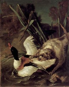 A Poodle Seizing A Shelduck