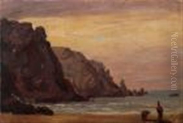 Figures On A Shore On The Island Of Jersey - view 1