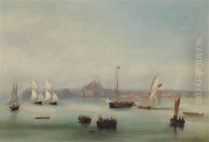 Bonita Crossing The Line, Ahead Of Luline And L'hirondelle After A Close-run Three-hour Race, On 21th August 1862, Off St Helier by Philip John Ouless