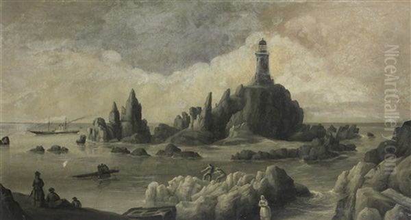 An In-bound Jersey Steamer For St. Helier Passing The Corbiere Rocks And Lighthouse - view 1