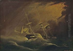 A Merchantman Running Before The Gale by Philip John Ouless