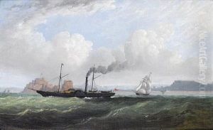 The Renowned Jersey Paddle-steamer Wonder Off Elizabeth Castle, St. Helier, Jersey by Philip John Ouless