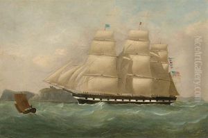 The Red Swallowtail Line Packet Ship "american Congress" Off Dover by Philip John Ouless