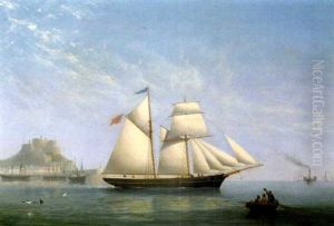 The "seabird" Of Jersey Off Gorey Harbour, With Mount Orgueil Castle Rising Beyond by Philip John Ouless