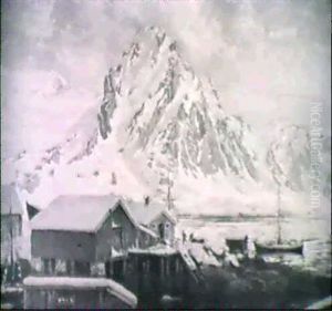 A Snowy Village By A Lake by Karl Ouren
