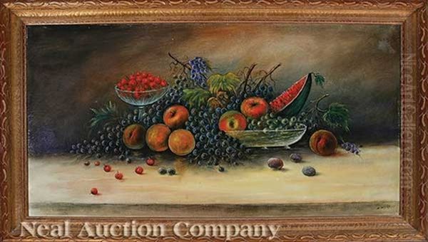 Still Life Of Grapes, Peaches, Apples, Plums, Watermelons And Cherries - view 1