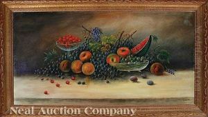 Still Life Of Grapes, Peaches, Apples, Plums, Watermelons And Cherries