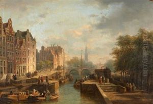 Canal A Amsterdam by Pierre Justin Ouvrie