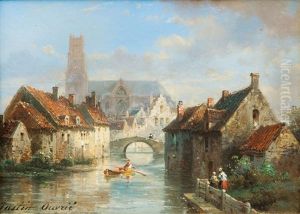 Canal In Bruges by Pierre Justin Ouvrie