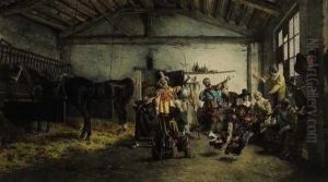 "il Combattimento Dei Galli" 1878 by Pio Blanchi