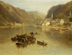 View Of St. Goar And St. Goarhausen by Pierre Justin Ouvrie