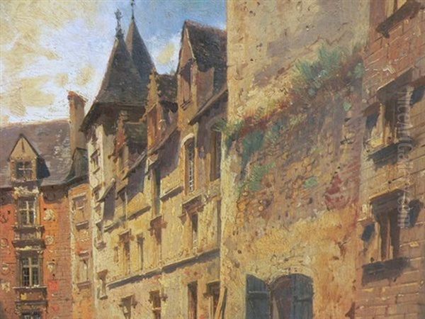 Cour D'un Chateau Animee De Personnages - view 1