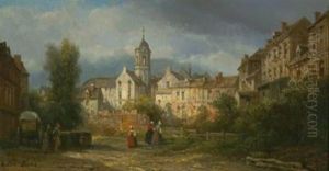 Blick Aus Einem Hinterhof Auf Eine Franzosische Stadt by Pierre Justin Ouvrie