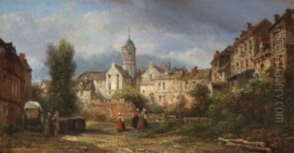 Ansicht Einer Franzosischen Stadt Mit Figurenstaffage - view 1