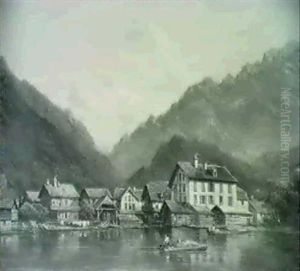 Paysage D'un Lac Des Alpes by Pierre Justin Ouvrie