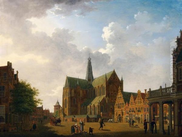 St. Bavo's Cathedral And The Groote Markt In Haarlem by Isaac Ouwater