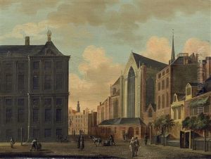 Strasenansicht Mit Der Nieuwe Kerk In Amsterdam by Isaac Ouwater