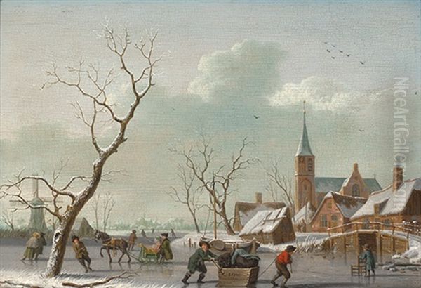 A View Of A Village In Winter - view 1