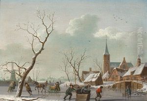 A View Of A Village In Winter