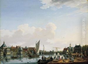 Ouderkerk, Near Amsterdam, A View From The West Bank Of The River Amstel Looking Upstream Towards The Village Ouderkerk, Near Amsterdam, A View From The West Bank Of The River Amstel Looking Upstream Towards The Village